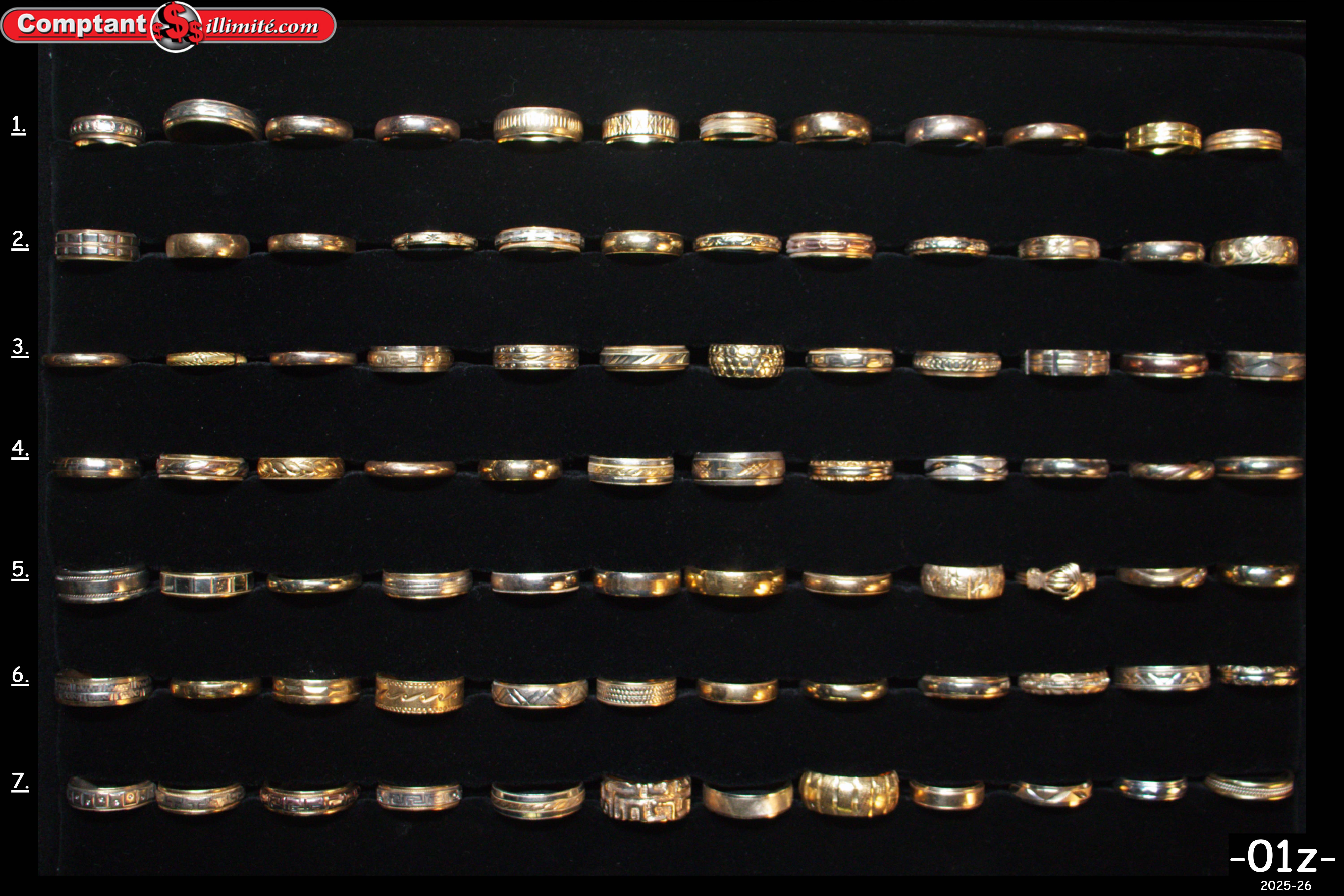 vaste sélection de bagues 01Z