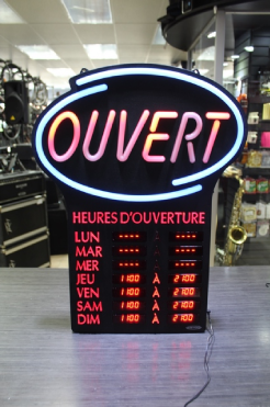 Panneau Lumineux Ouvert + Horaire