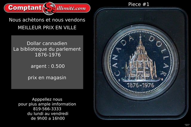 Pièce de monnaie bibliothèque du parlement