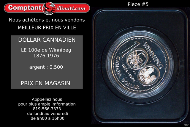 Pièce de monnaie 100 ième de Winnipeg