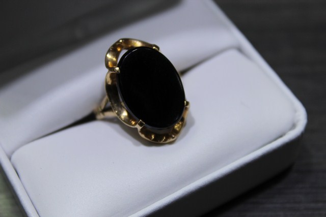 Bague avec pierre noir 11z4-2 Or jaunes - Image 2