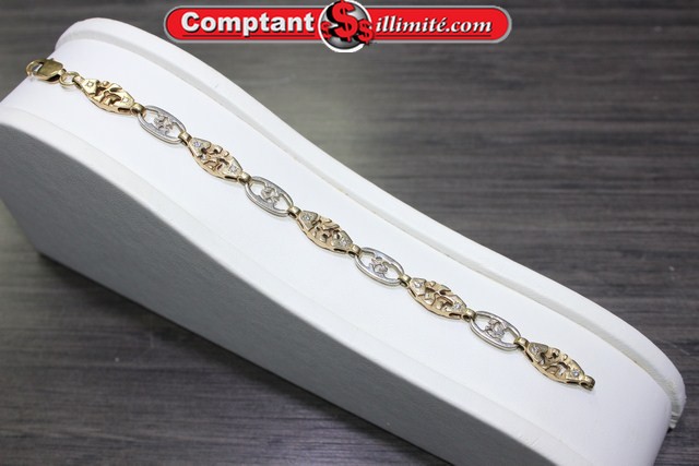 Bracelet 2 tons avec 10 diamants 03x20 jaune blanc