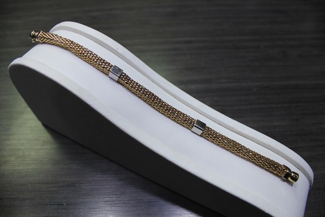 Bracelet Style Européen 09x18 jaune et blanc 14k