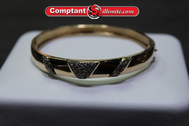 Bracelet rigide avec diamants 18X19 jaune