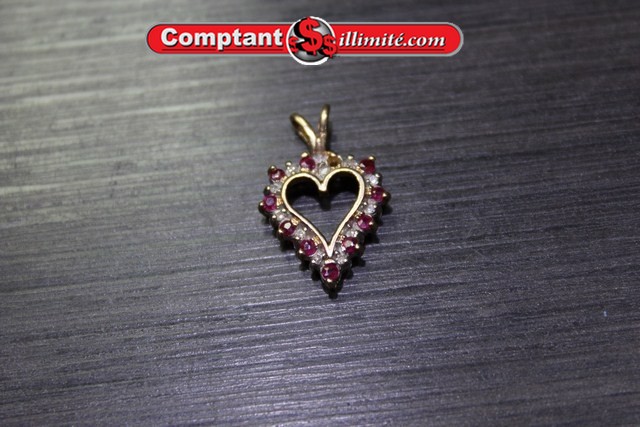 Breloque coeur en or avec rubis W01 R3 #10 jaune