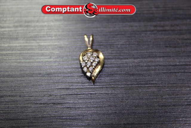 Breloque en coeur avec diamants W03 R3 #9 jaune