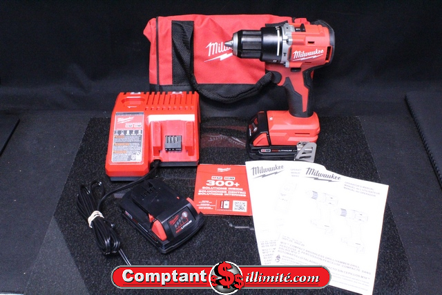 Perceuse + 2 batteries M18 2.0ah + Chargeur + Sac milwaukee 3602-20