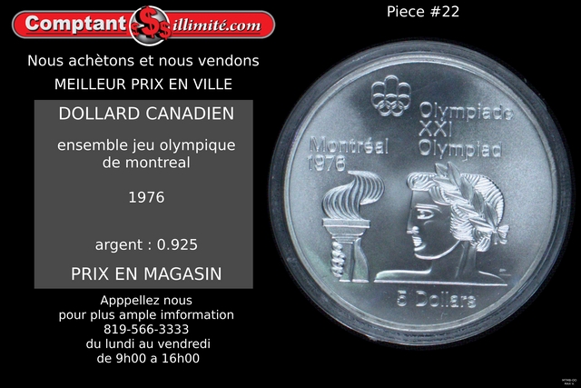 Pièce de monnaie 5 Dollars Olympique XXI 1976 Athena Pièce Argent .925 Pièce .925