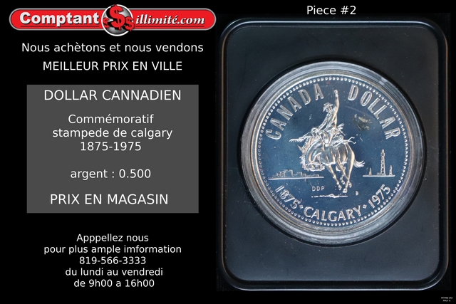Pièce de monnaie commératif du calgary Stampede canada 1875-1975
