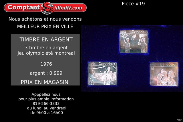 Timbre jeux olympique Pièce Argent Pure 1976 (46.91 Gramme)