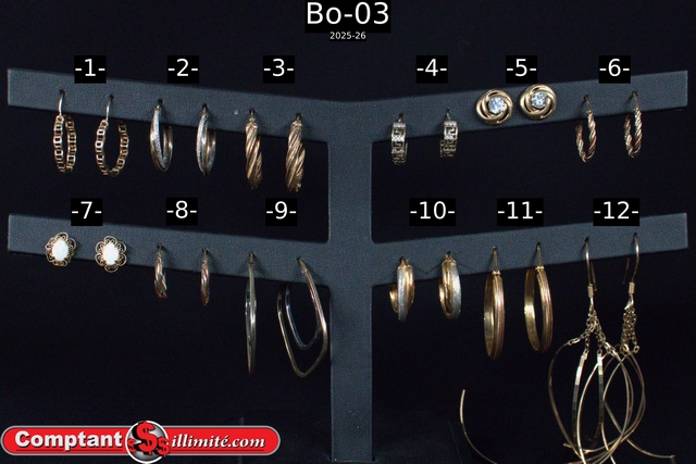 Vaste choix boucle d oreille Bo-03 Or jaune et autre 10K-14K-18K-21K