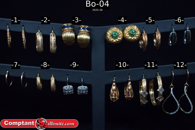 Vaste choix boucle d oreille Bo-04 Or jaune et autre 10K-14K-18K-21K