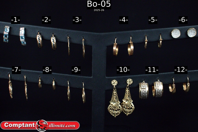 Vaste choix boucle d oreille Bo-05 Or jaune et autre 10K-14K-18K-21K