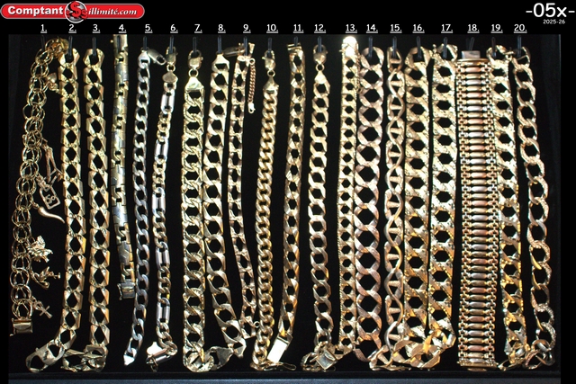 vaste sélection de Bracelets 05X or jaune et autre 10k-14k-18k-22k
